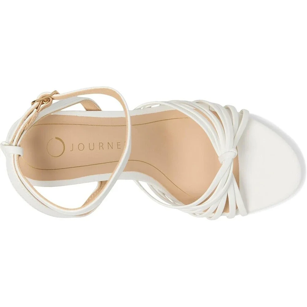 Journee Collection Vanita Sandals Women's US 8 White Leather Ankle Strap GAL1595